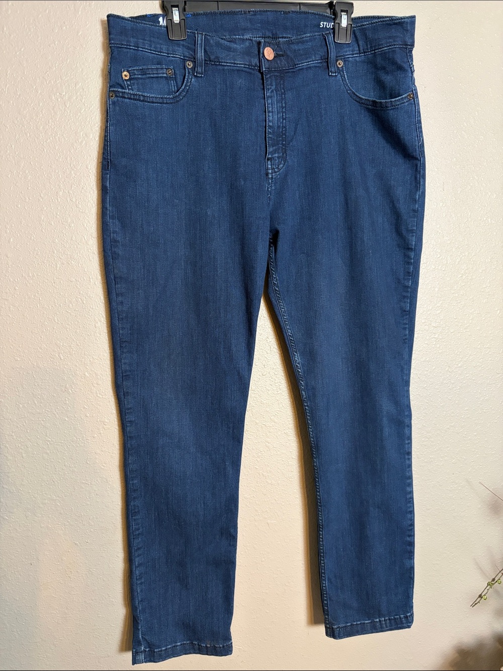 Mugsy 38X30 Dark Blue Men's Stretch Jeans - Classic Straight Fit